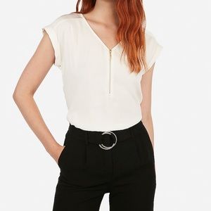 Express Silky Zip Front Gramercy Tee